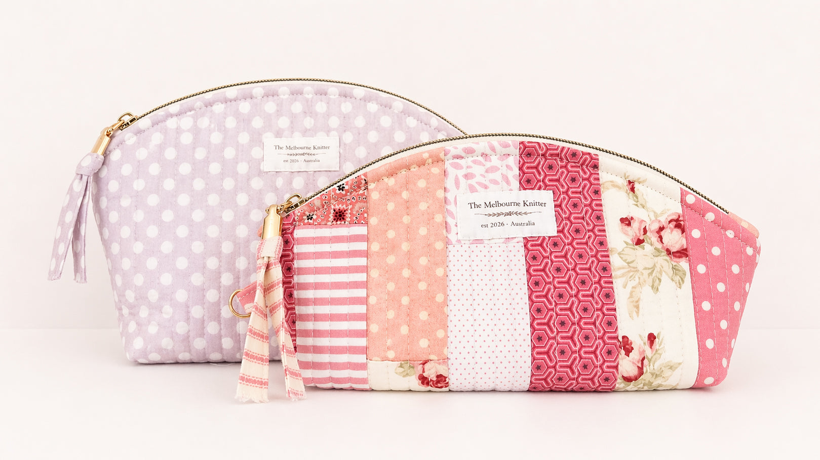 Curved Notion Pouch - Lavender Polkadot - Large
