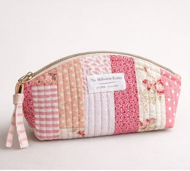 Curved Notion Pouch - Pink Patchwork - Small