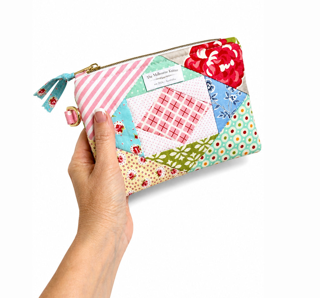 Notions Pouch -  Diamond Patchwork Pastel - Large #1
