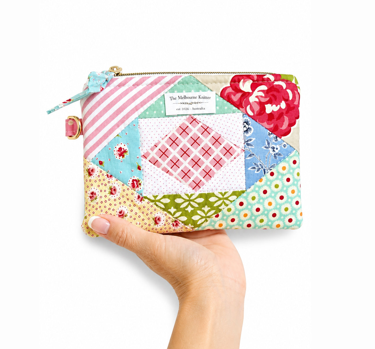 Notions Pouch -  Diamond Patchwork Pastel - Large #1