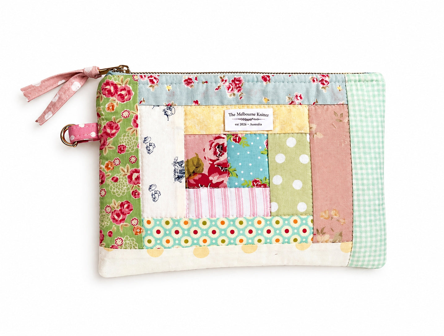 Project Pouch -  Large Log Cabin Patchwork #1