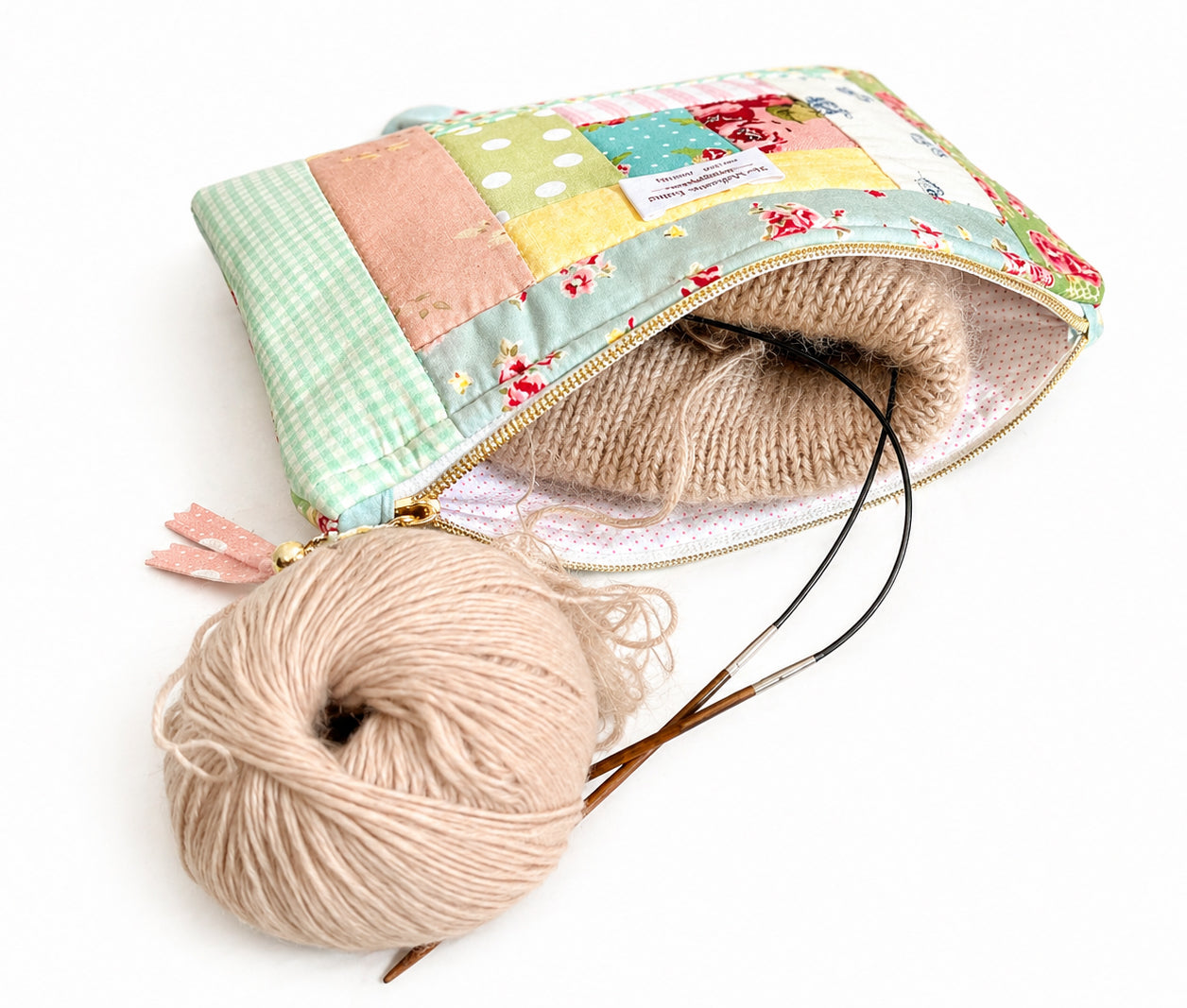 Project Pouch -  Large Log Cabin Patchwork #1