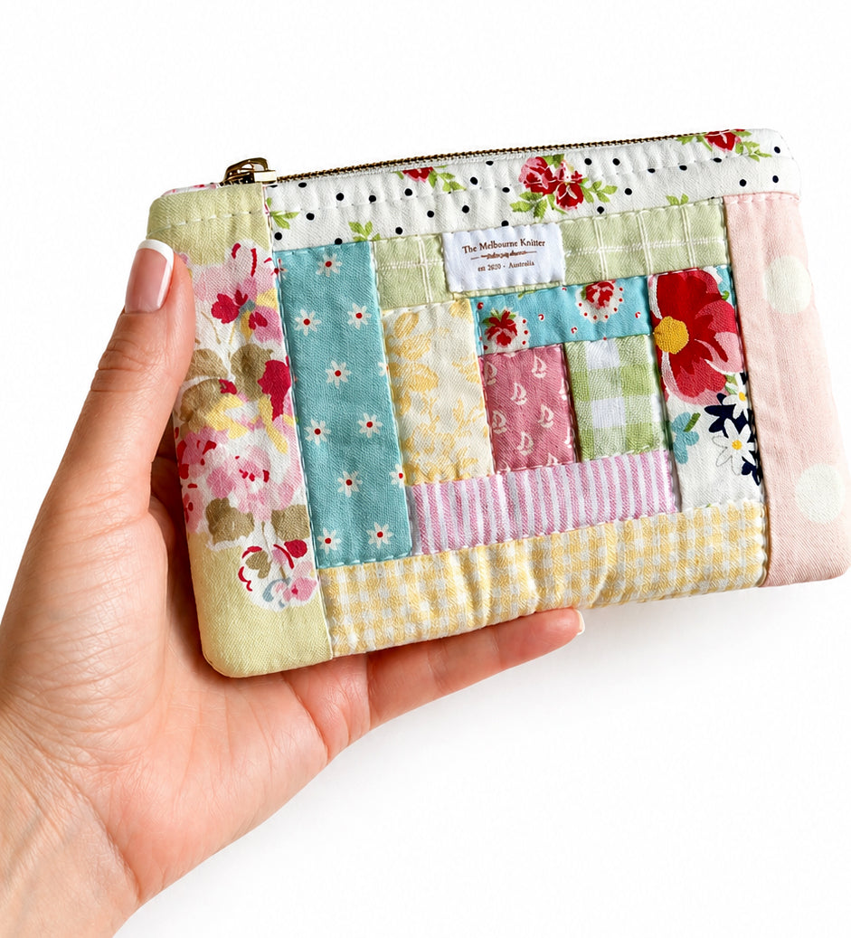 Notions Pouch -  Log Cabin Patchwork Pastel #1