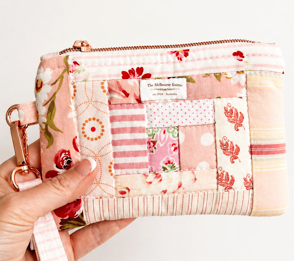 Notions Pouch -  Log Cabin Patchwork Pastel #3