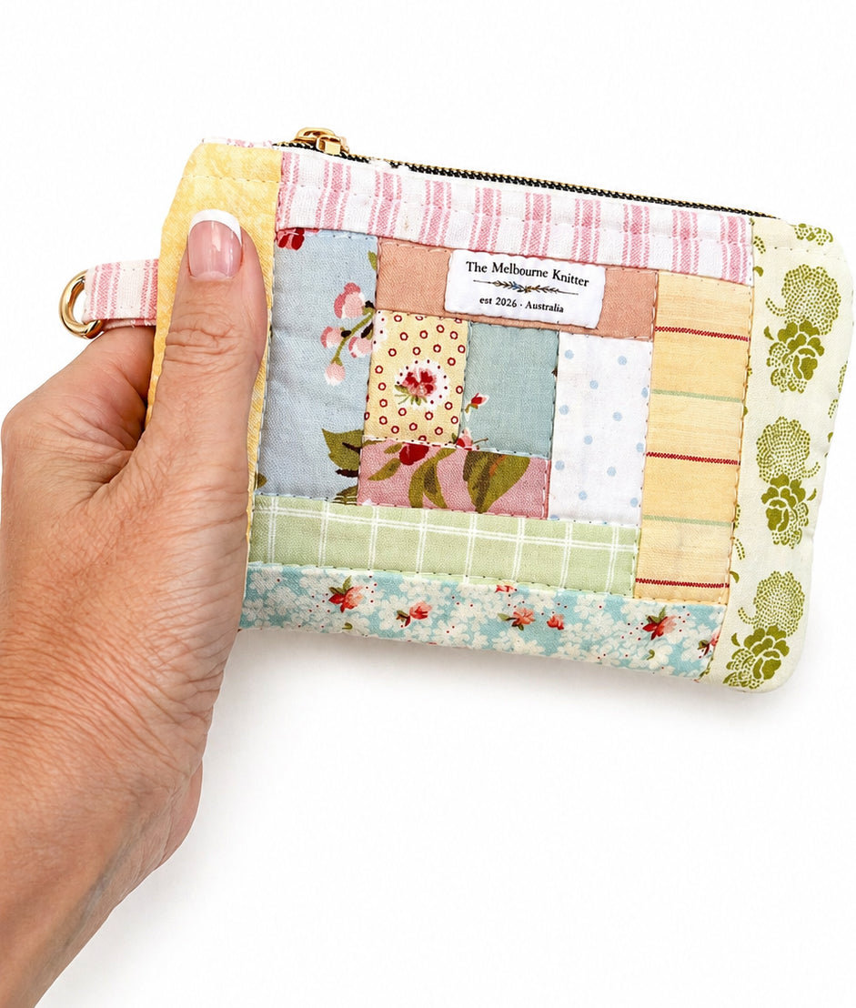 Notions Pouch -  Log Cabin Patchwork Pastel #4