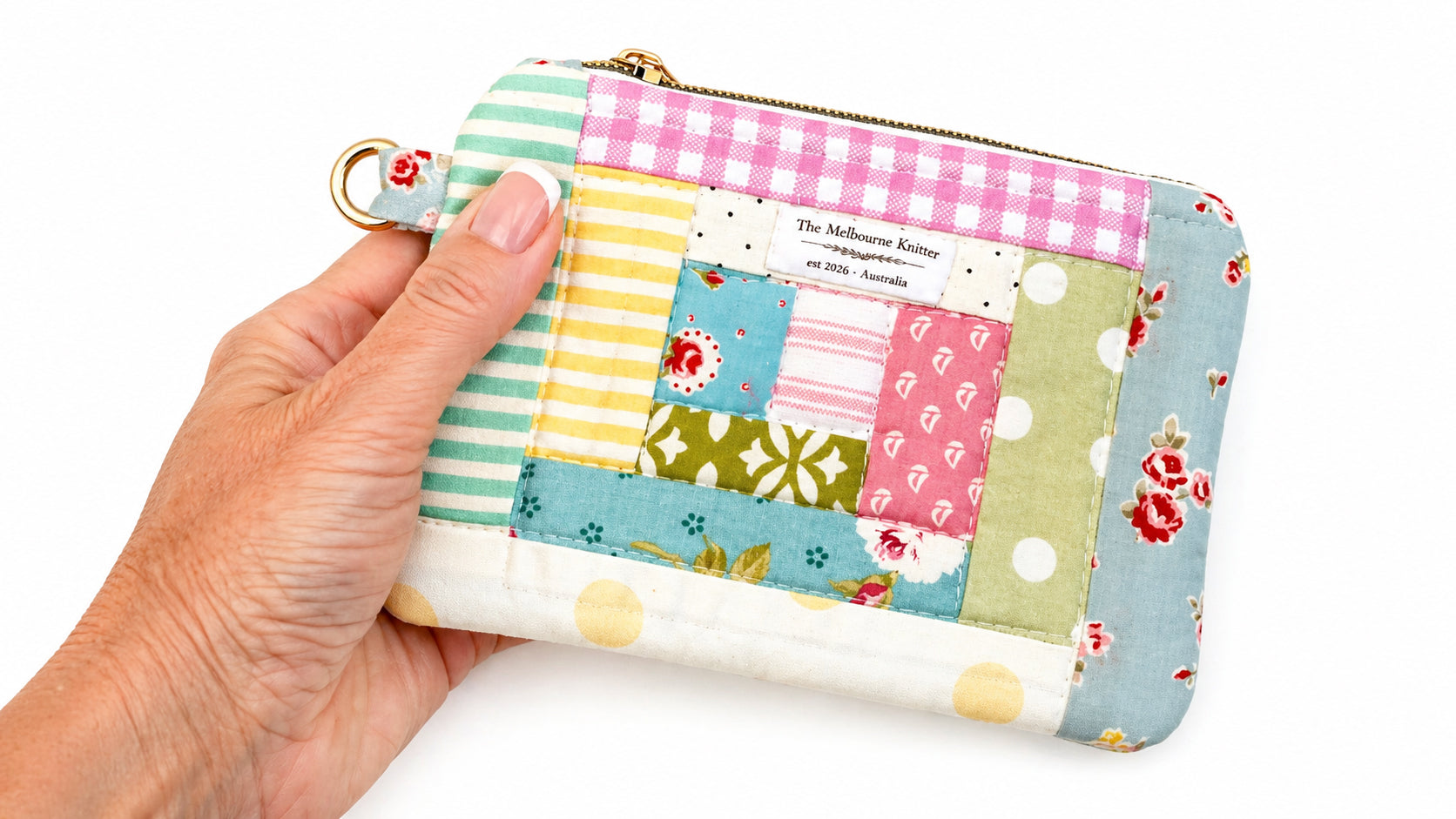 Notions Pouch -  Log Cabin Patchwork Pastel #5
