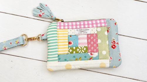 Notions Pouch -  Log Cabin Patchwork Pastel #5