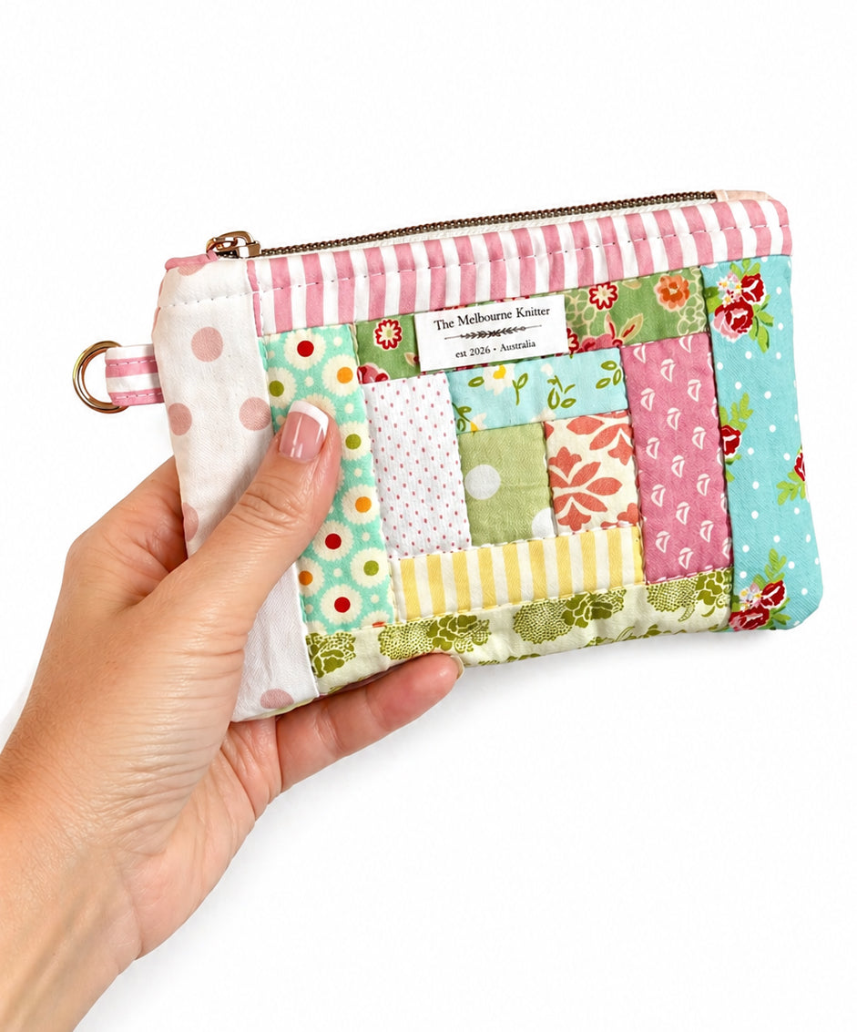 Notions Pouch -  Log Cabin Patchwork Pastel #6