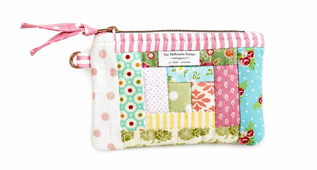 Notions Pouch -  Log Cabin Patchwork Pastel #6