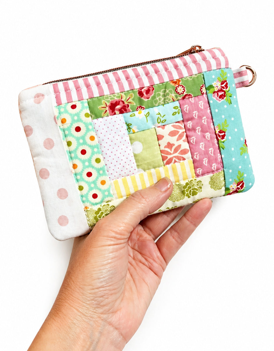 Notions Pouch -  Log Cabin Patchwork Pastel #6