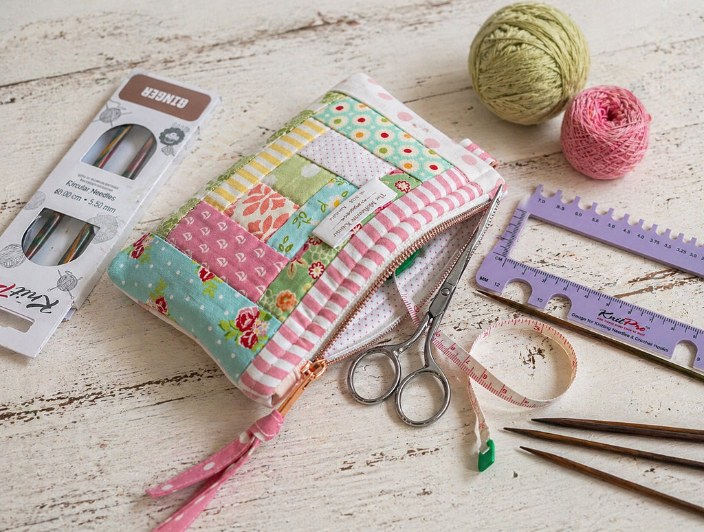 Notions Pouch -  Log Cabin Patchwork Pastel #6