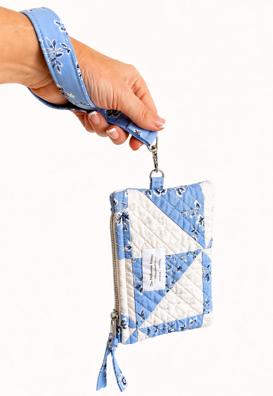 Notions Pouch - Blue Floral Patchwork - Small