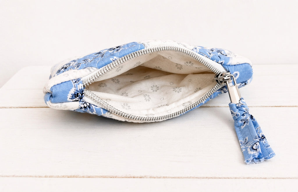 Notions Pouch - Blue Floral Patchwork - Small