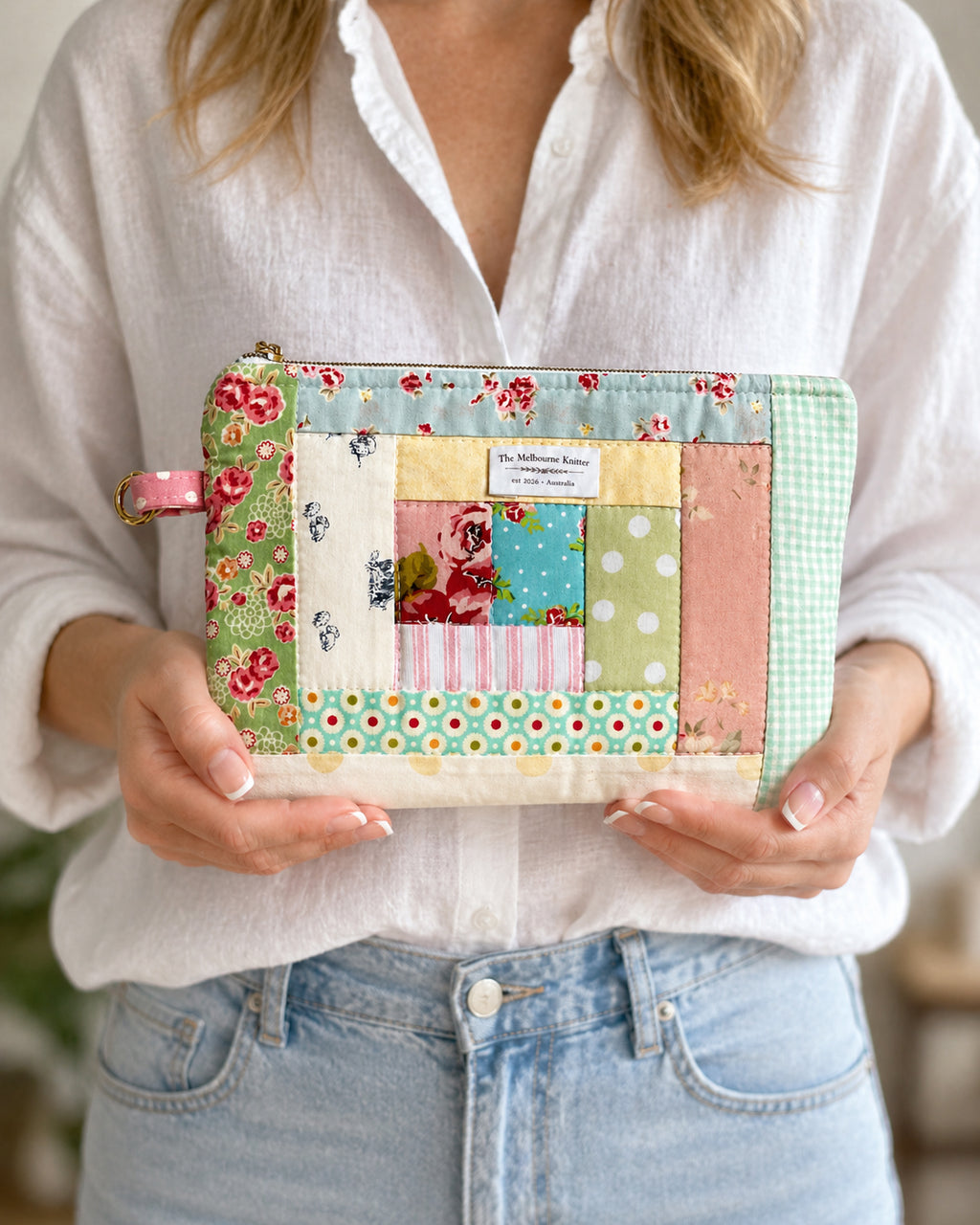 Project Pouch -  Large Log Cabin Patchwork #1