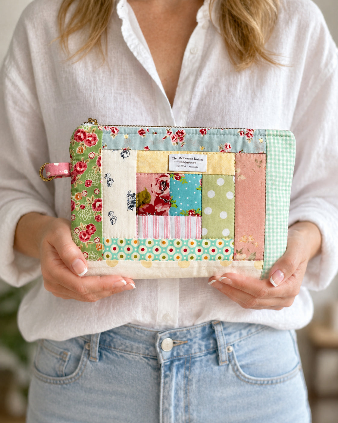 Project Pouch -  Large Log Cabin Patchwork #1