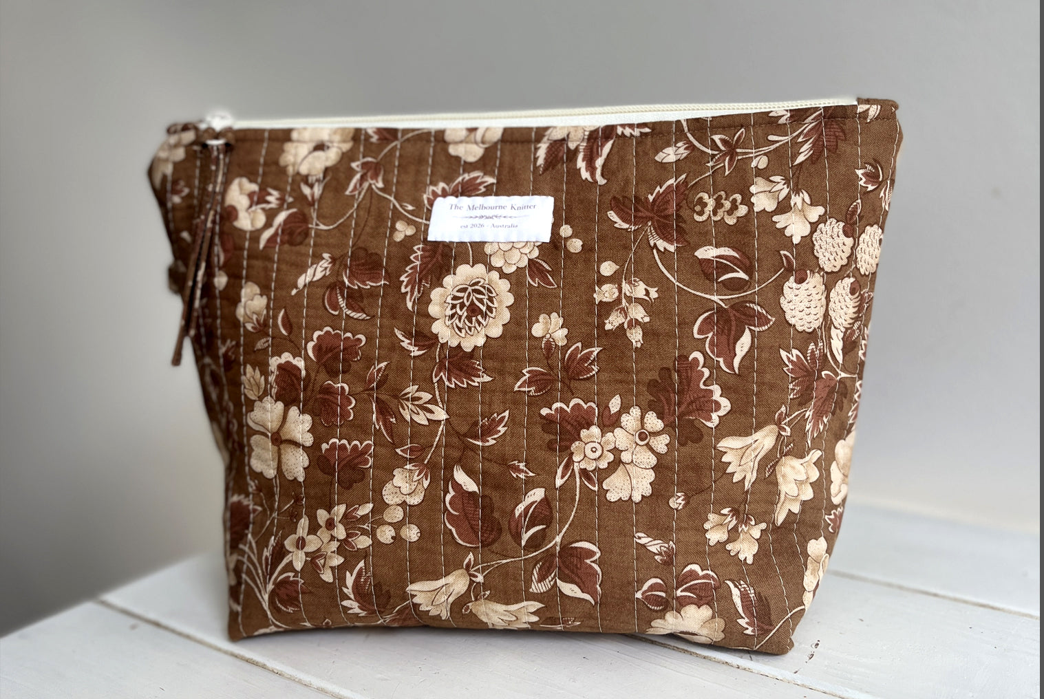 Project Pouch - Chocolate Floral - Medium