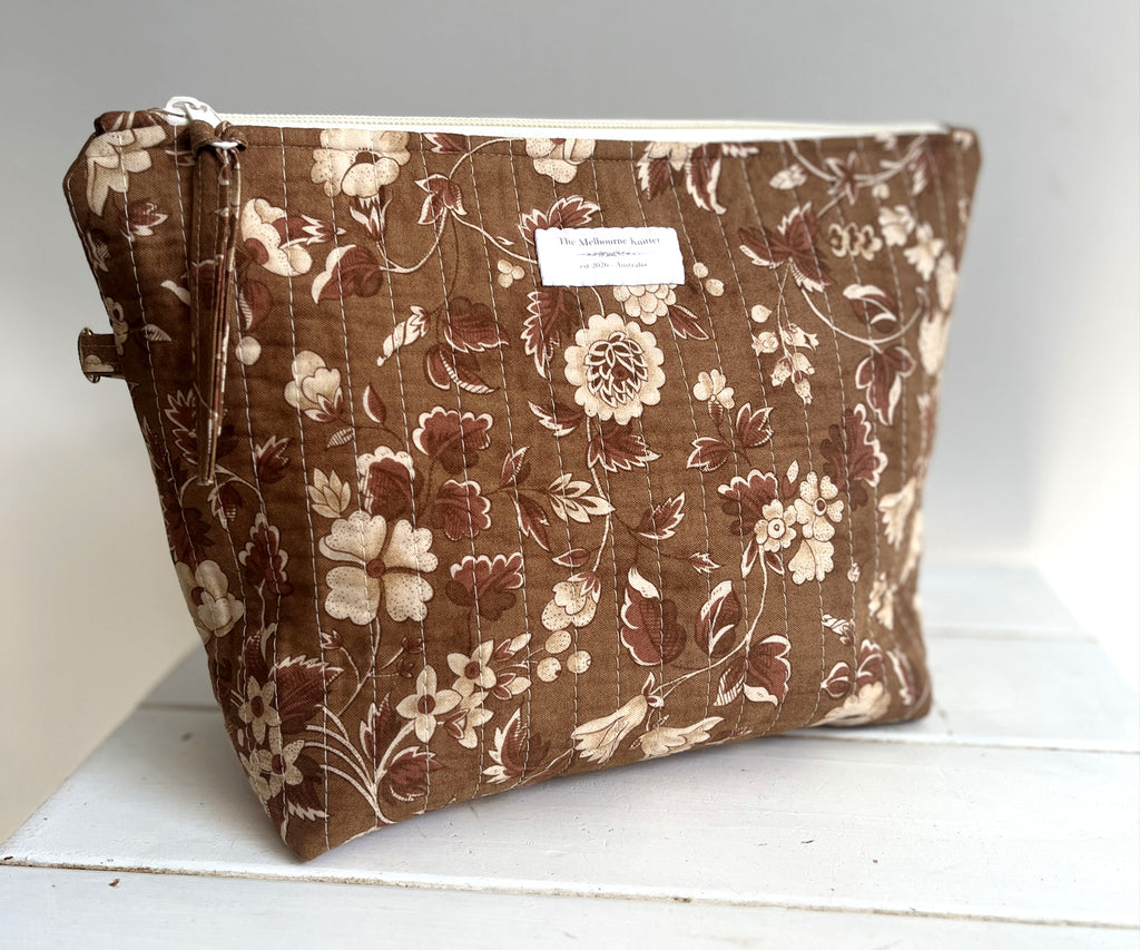 Project Pouch - Chocolate Floral - Medium