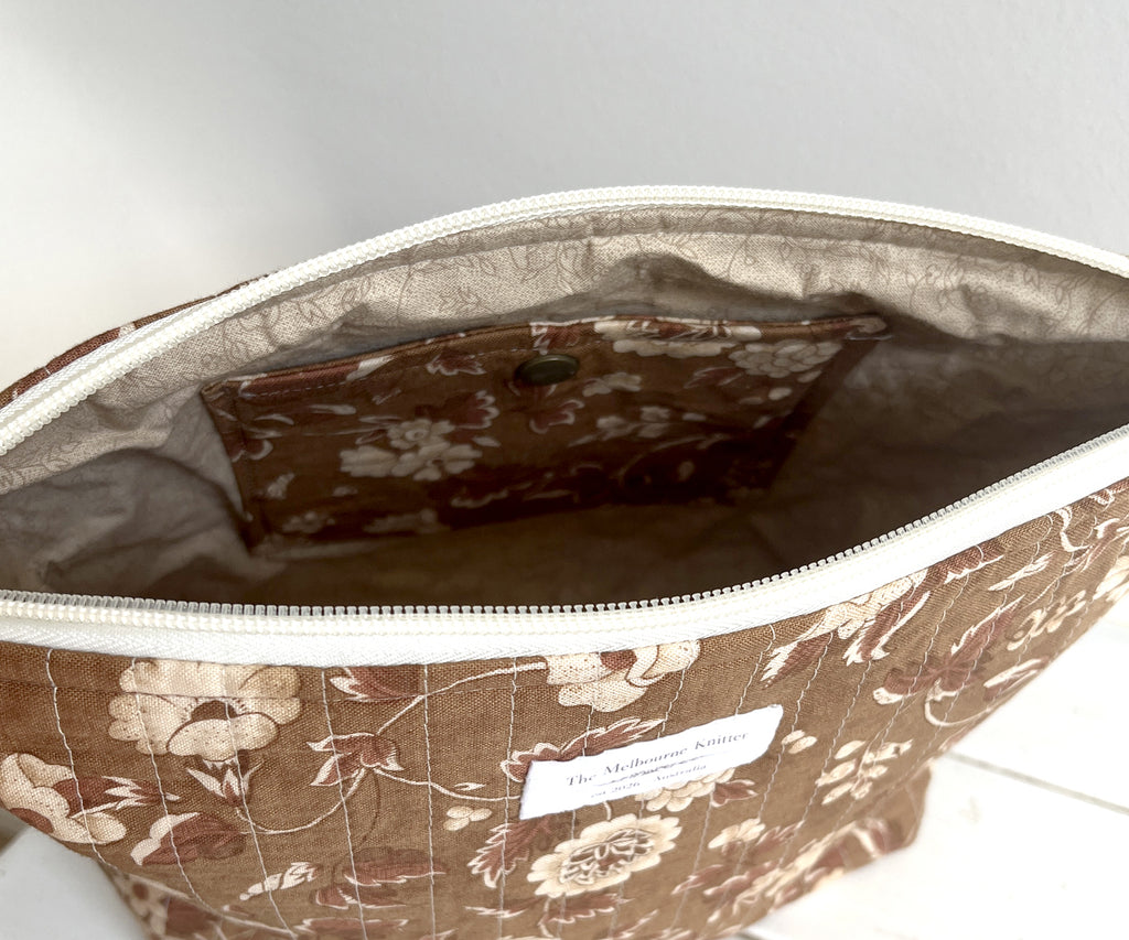 Project Pouch - Chocolate Floral - Medium