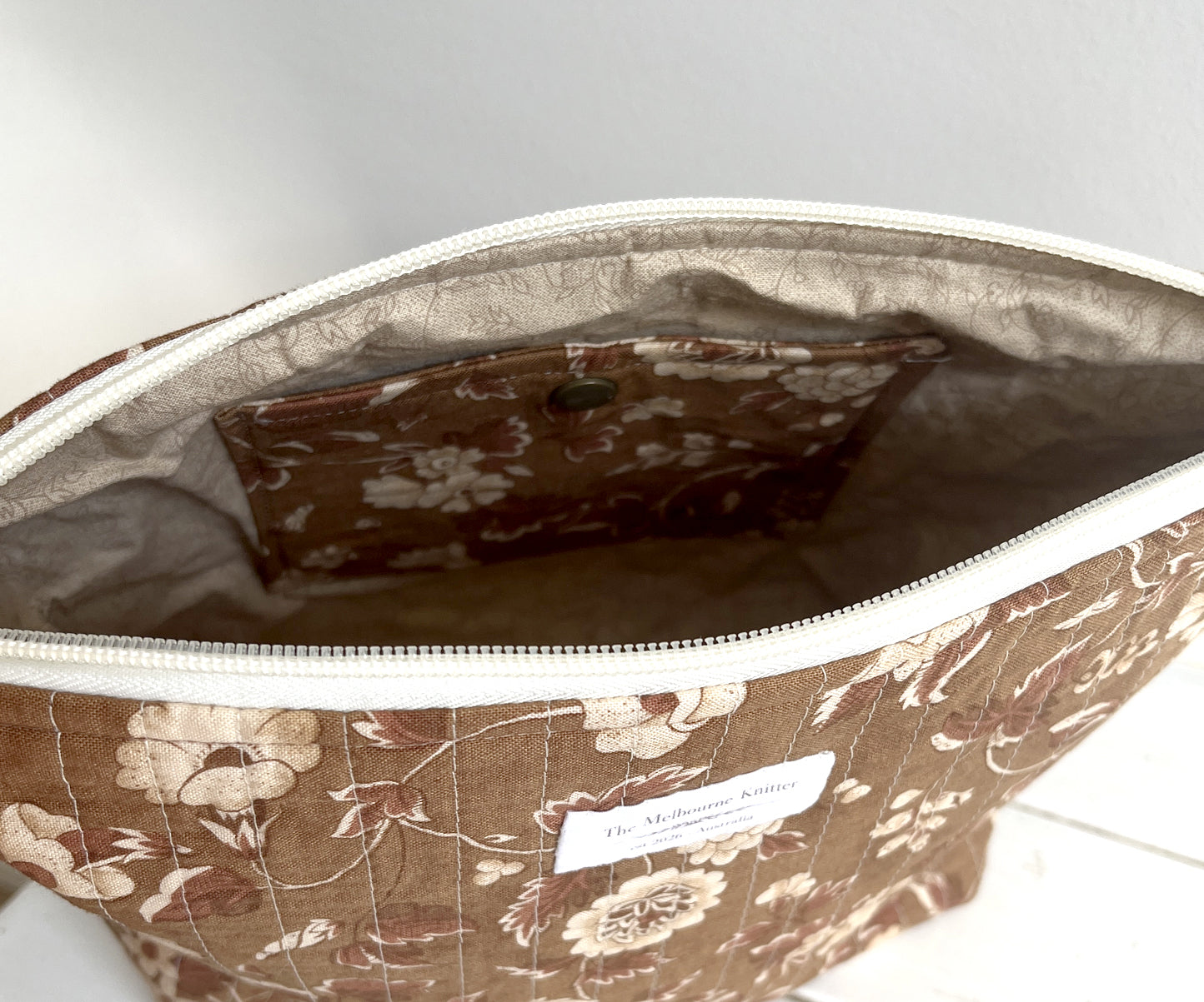 Project Pouch - Chocolate Floral - Medium