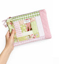 Project Pouch -  Large Log Cabin Patchwork -  Pink/Green #4