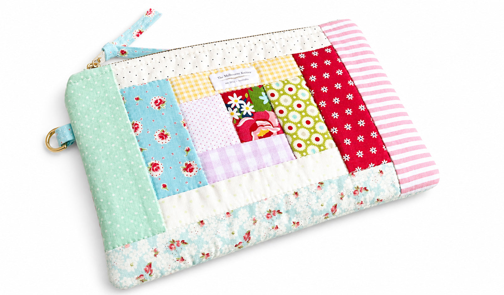Project Pouch -  Large Log Cabin Patchwork -  Brights #5