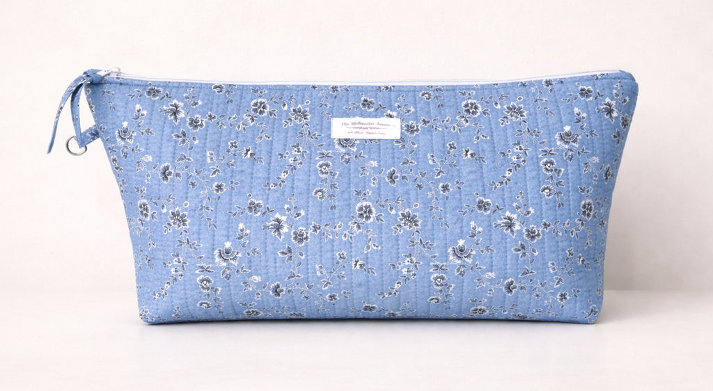 Rectangular Project Bag -  Blue Floral - Large