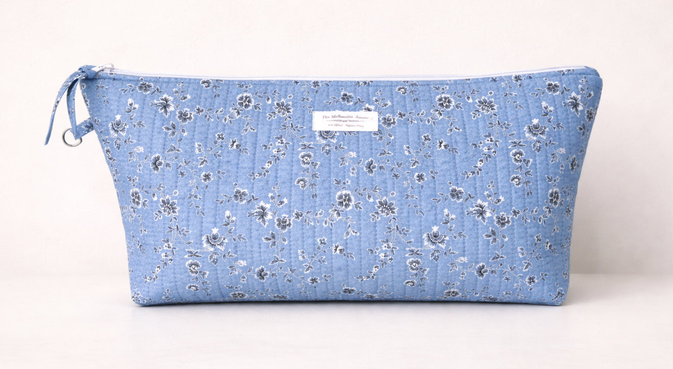 Rectangular Project Bag -  Blue Floral - Large
