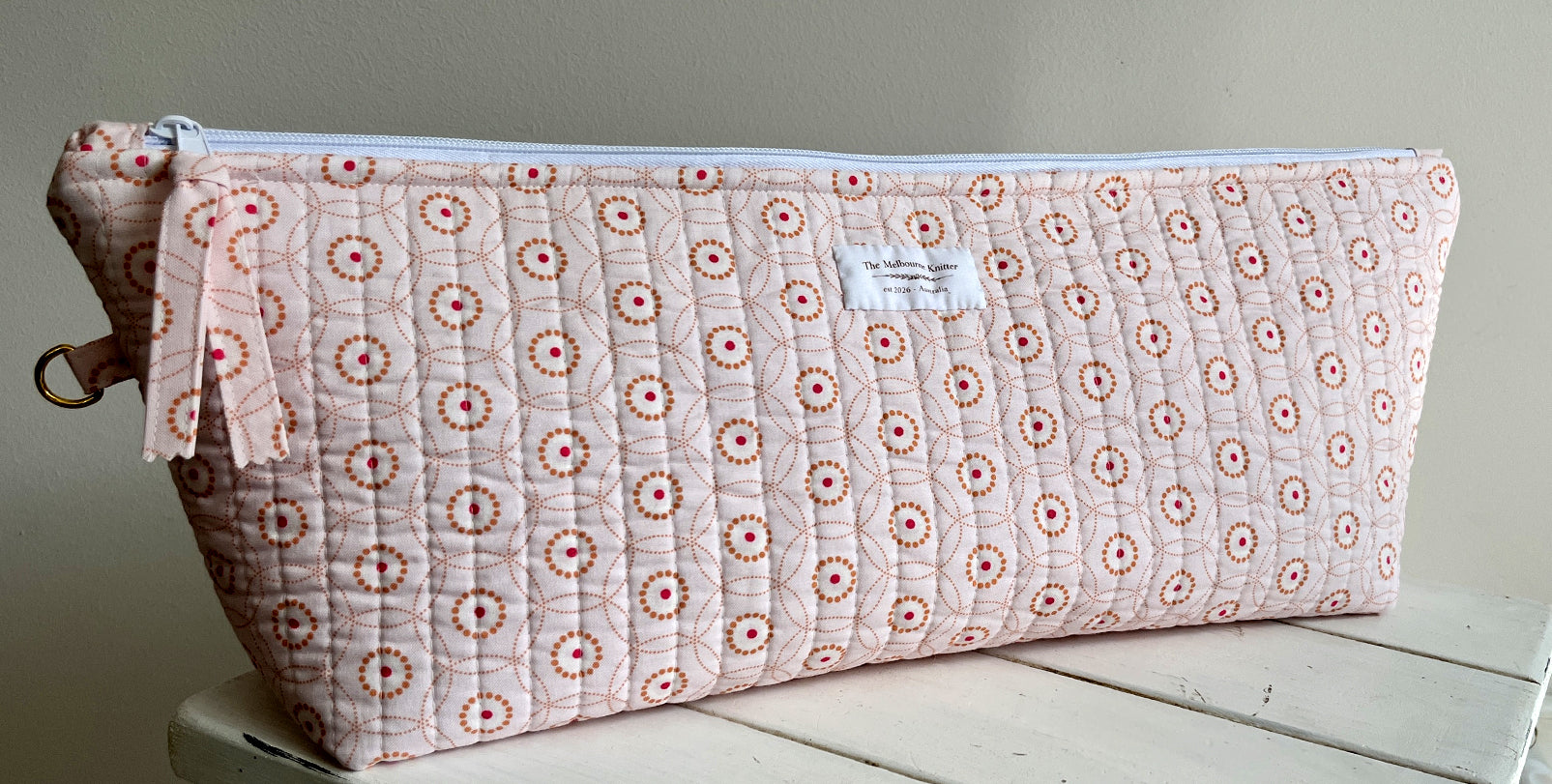 Rectangular Project Bag - Pink Circles - Medium