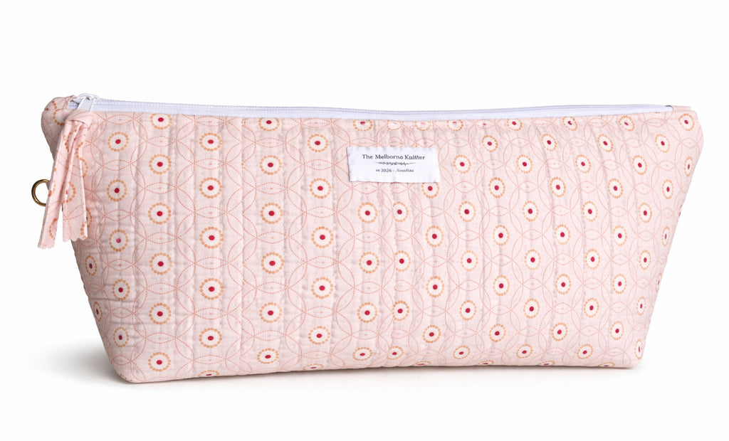 Rectangular Project Bag - Pink Circles - Medium