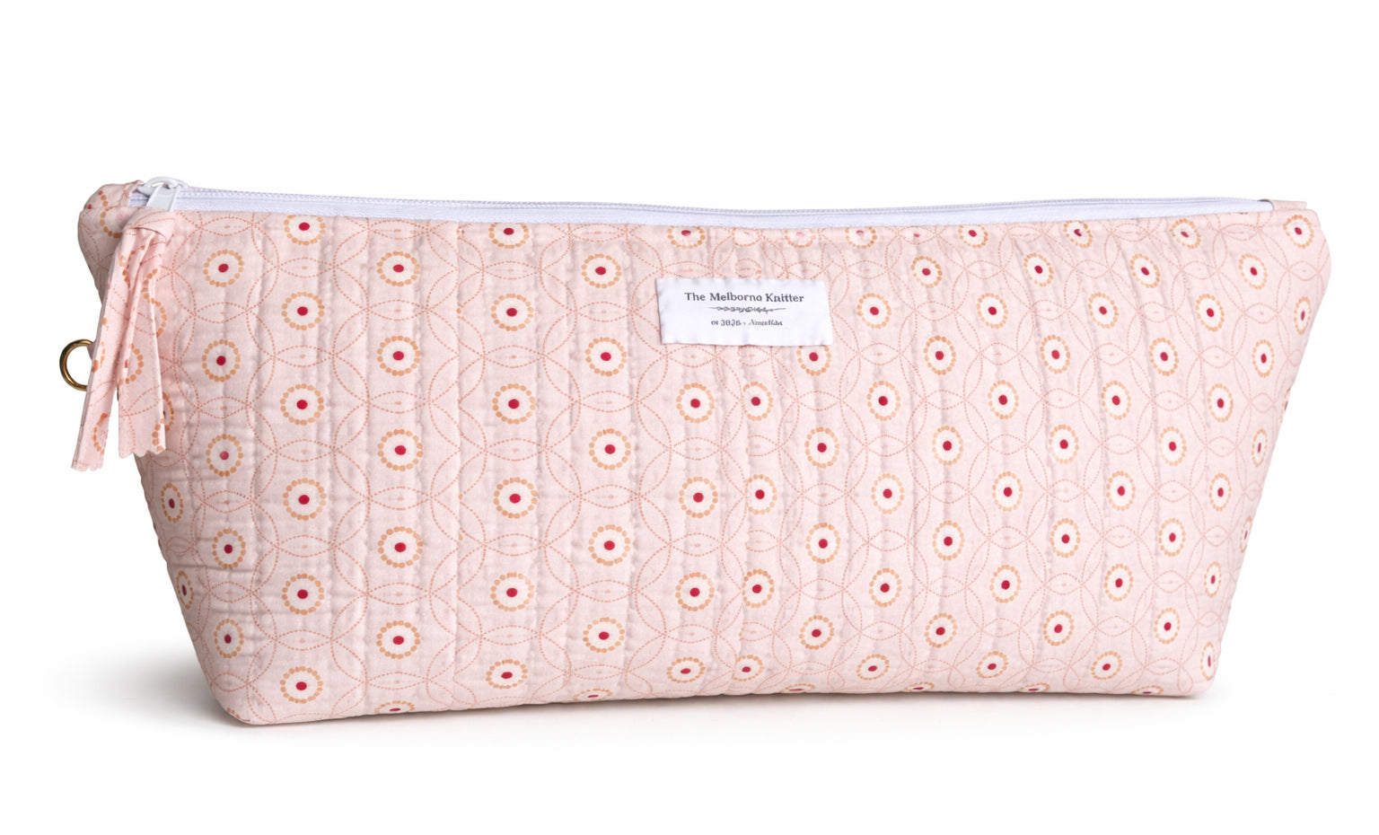 Rectangular Project Bag - Pink Circles - Medium