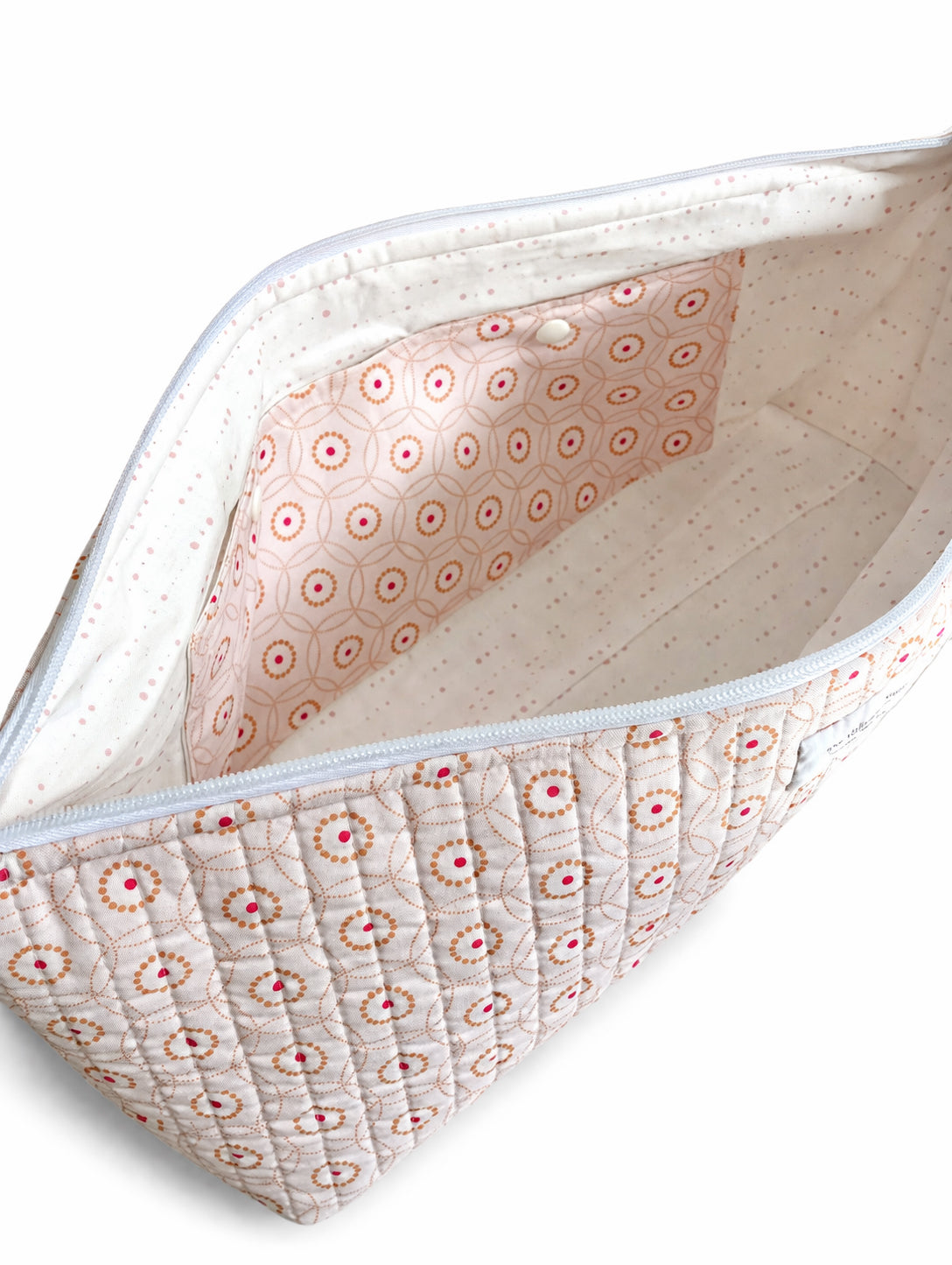 Rectangular Project Bag - Pink Circles - Medium