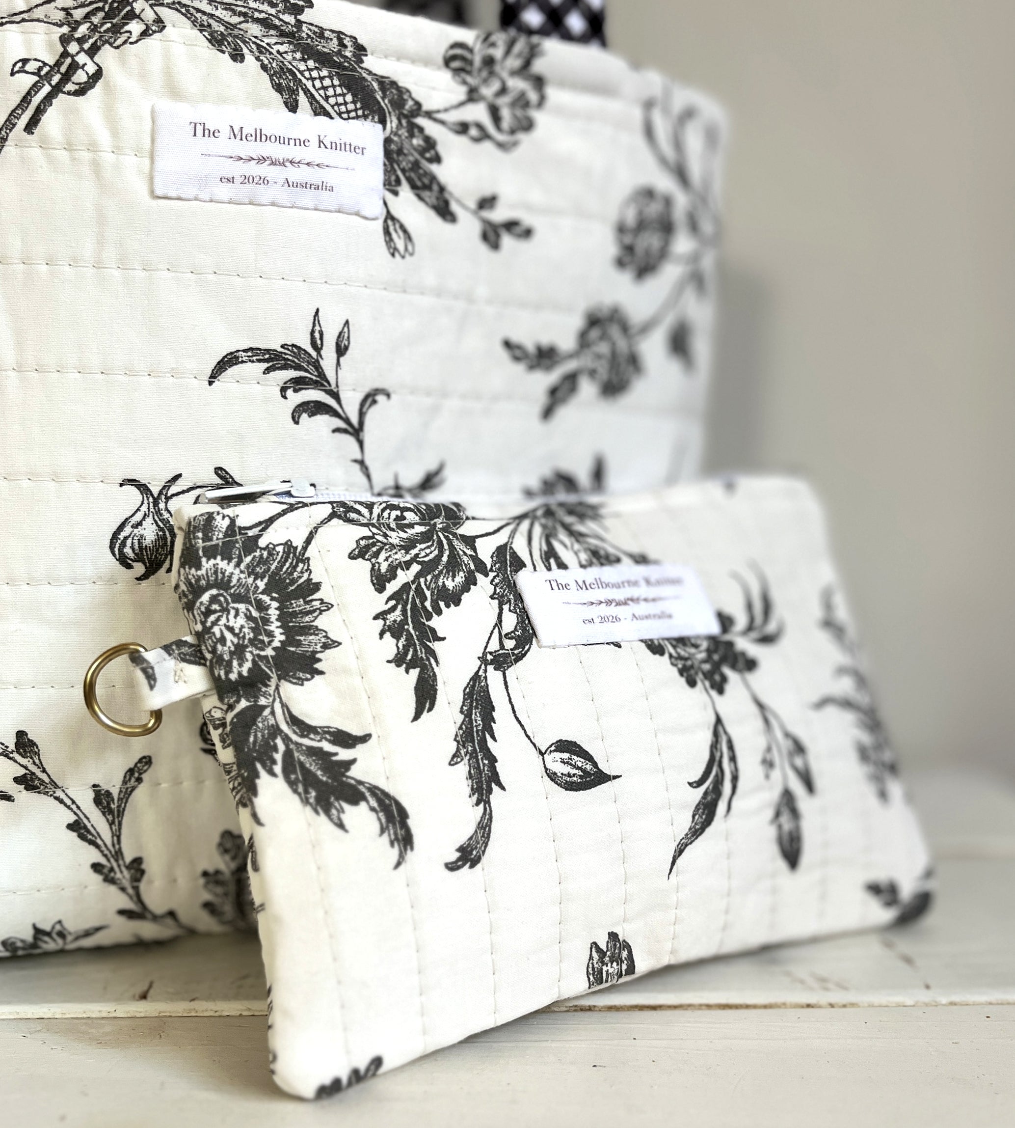 Notions Pouch - Small - Grey Floral