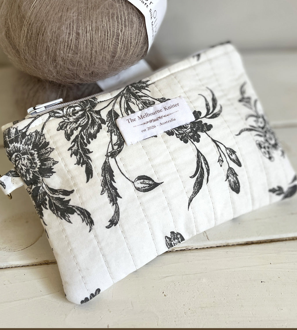 Notions Pouch - Small - Grey Floral