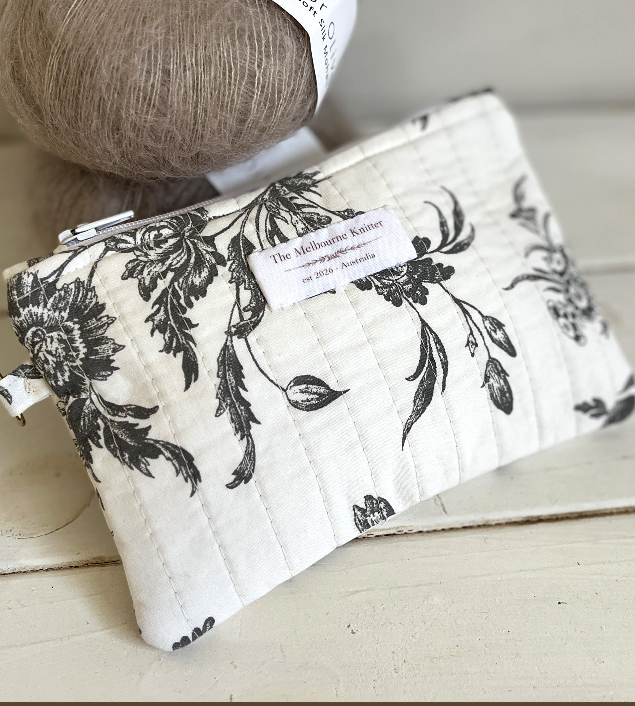 Notions Pouch - Small - Grey Floral