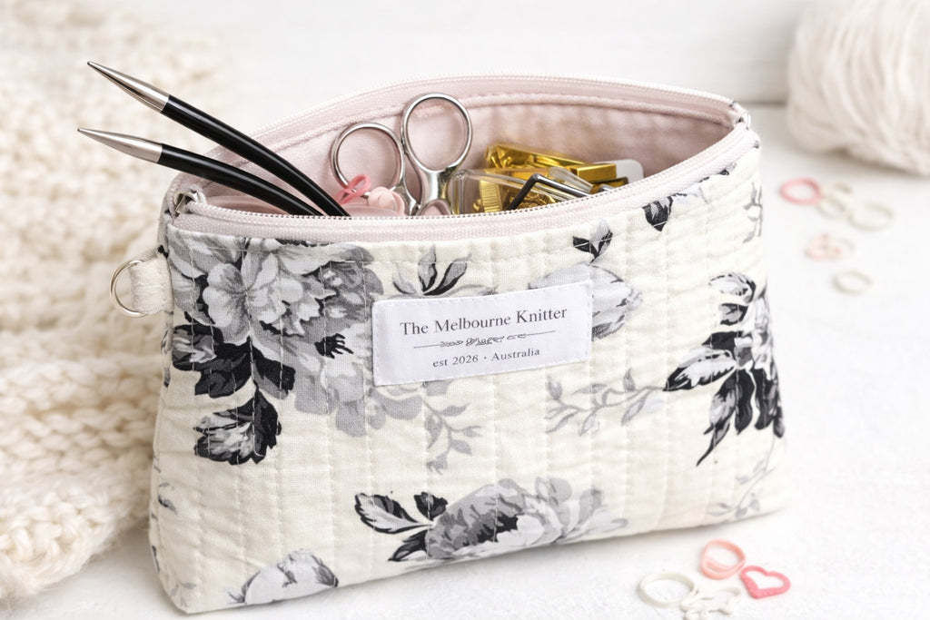 Notions Pouch - Small - Grey Floral