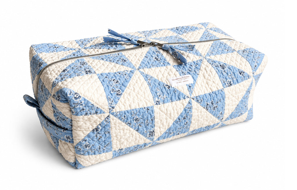 The Big Boxy -  Project Hold All Bag - Vintage Farmhouse - Blue Patchwork