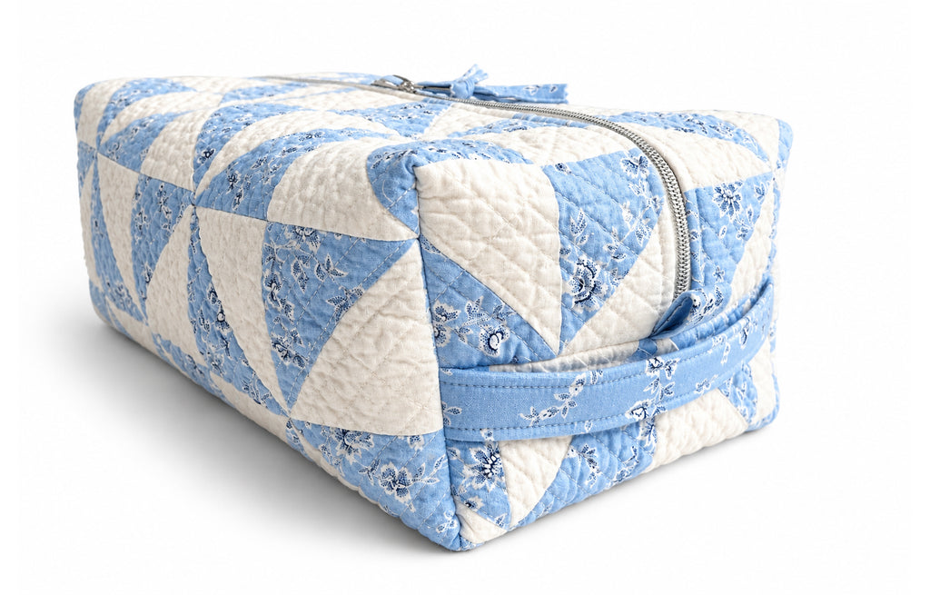 The Big Boxy -  Project Hold All Bag - Vintage Farmhouse - Blue Patchwork