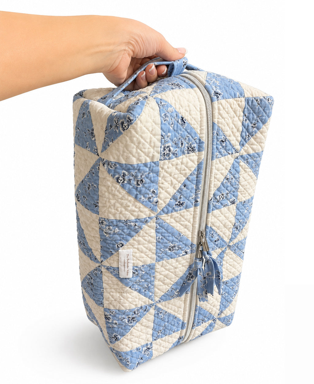 The Big Boxy -  Project Hold All Bag - Vintage Farmhouse - Blue Patchwork