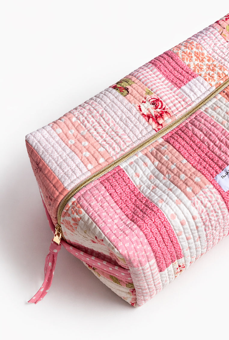 The Big Boxy -  Project Hold All Bag - Vintage Farmhouse Pink Patchwork - Large