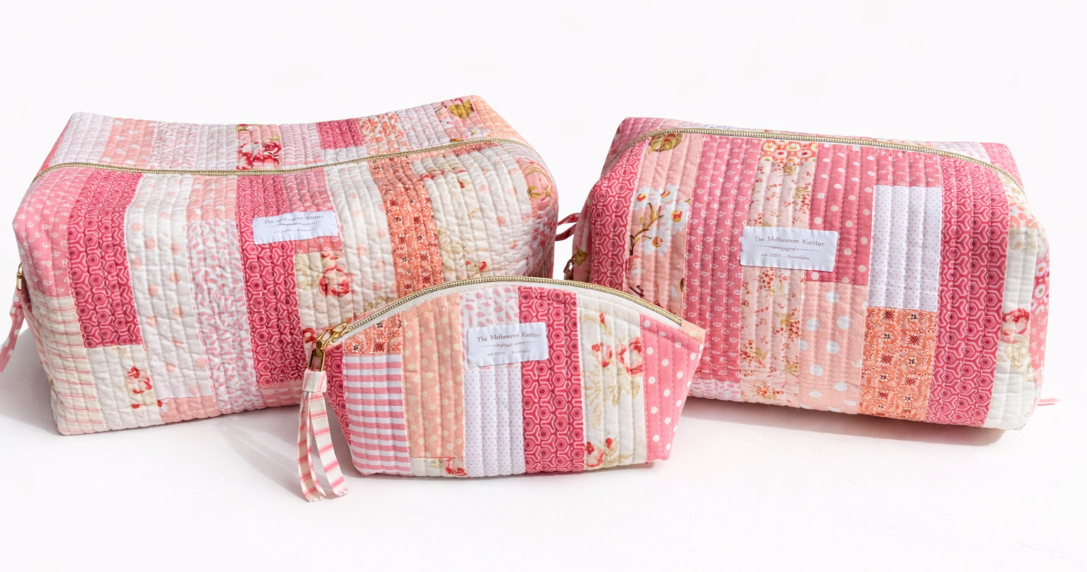 The Big Boxy -  Project Hold All Bag - Vintage Farmhouse Pink Patchwork - Large