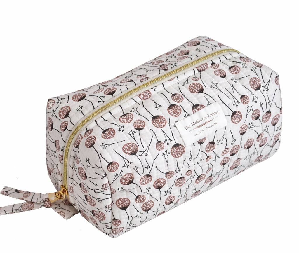 Zip Up Quilted Project Pouch - Abstract Garden - Small