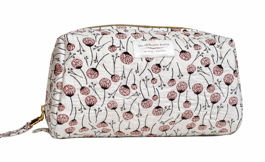 Zip Up Quilted Project Pouch - Abstract Garden - Small