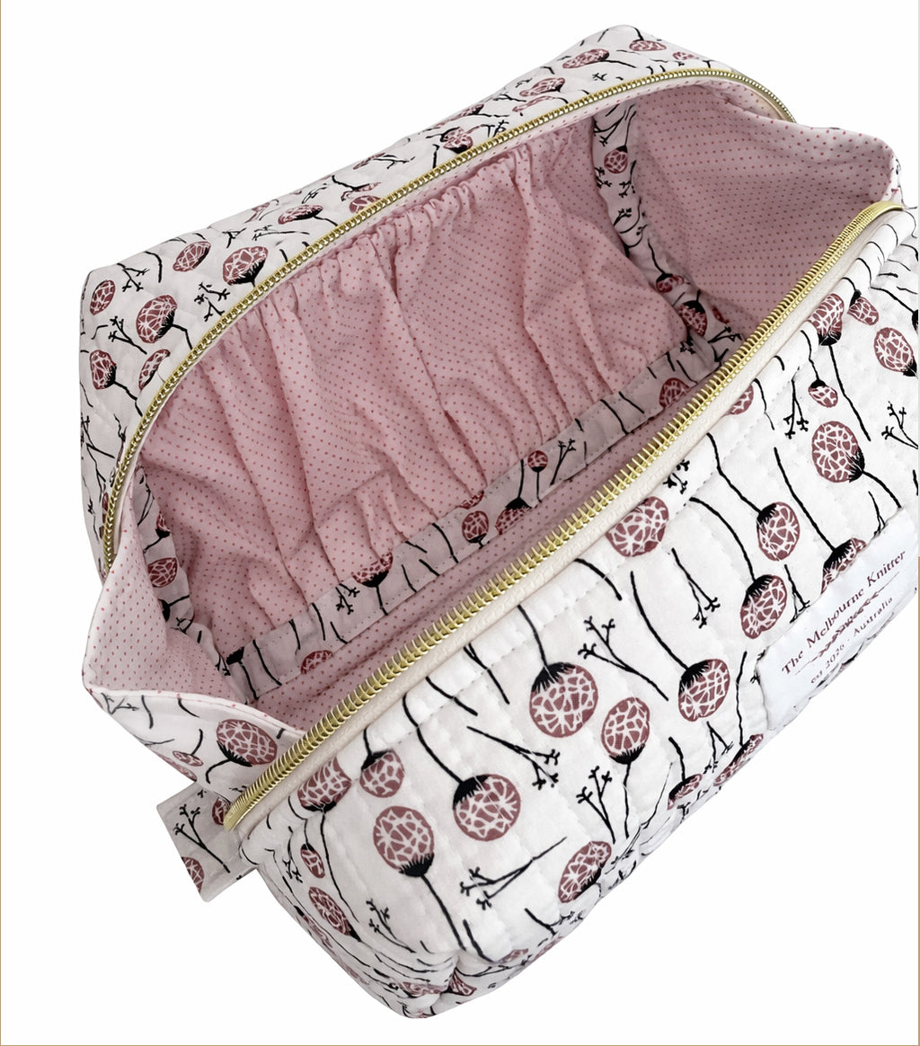 Zip Up Quilted Project Pouch - Abstract Garden - Small