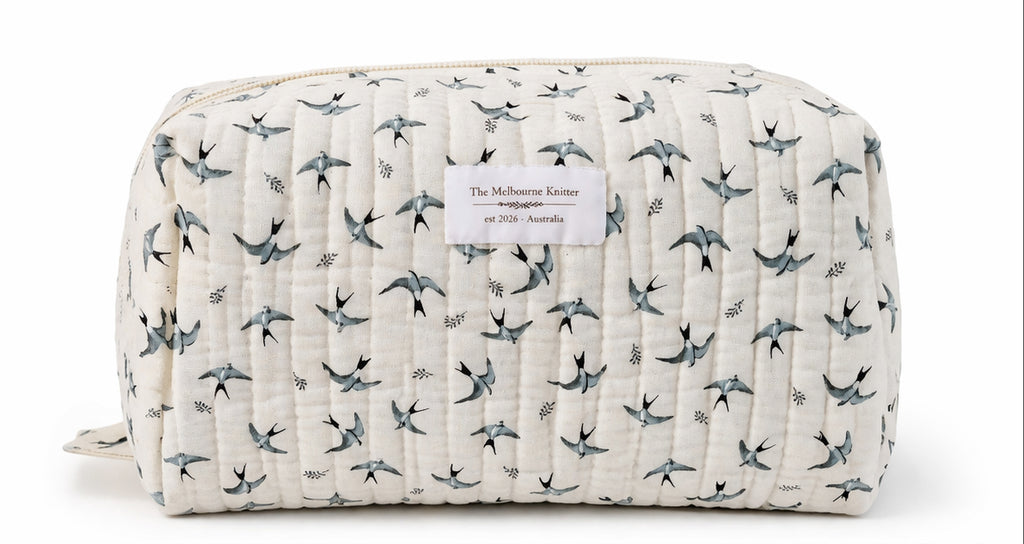Zip Up Quilted Project Pouch - Birds - Small