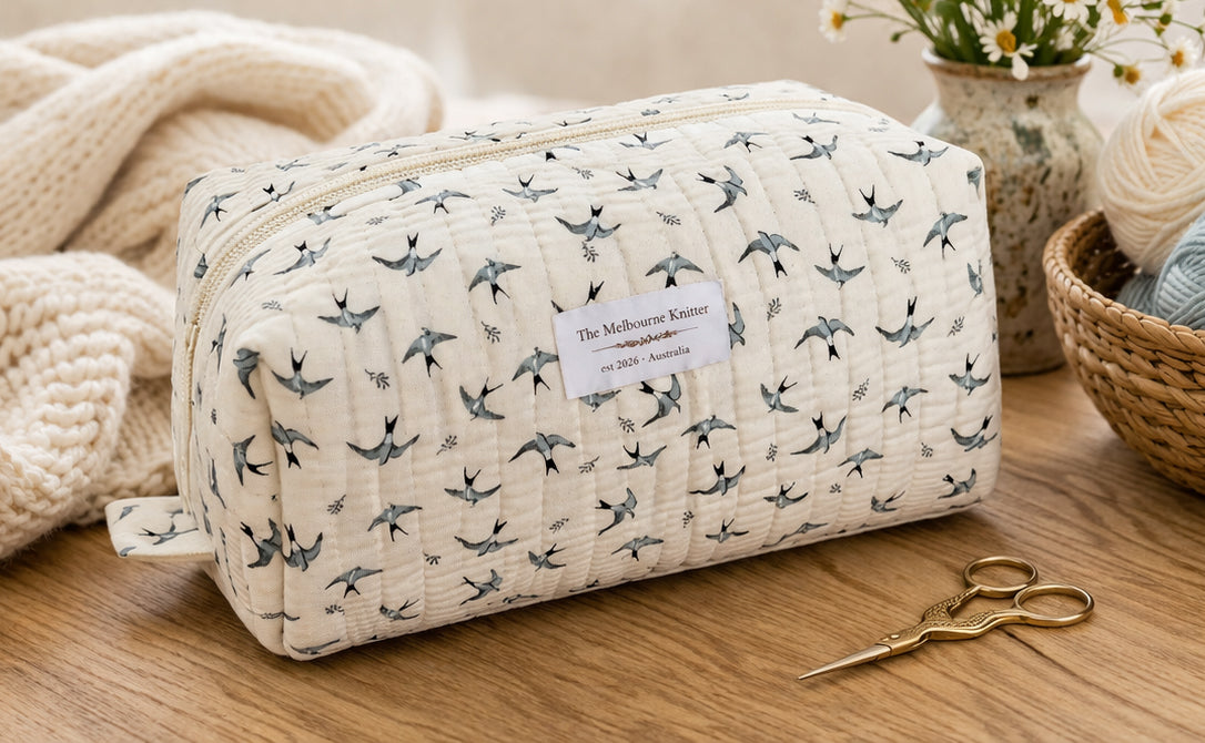 Zip Up Quilted Project Pouch - Birds - Small