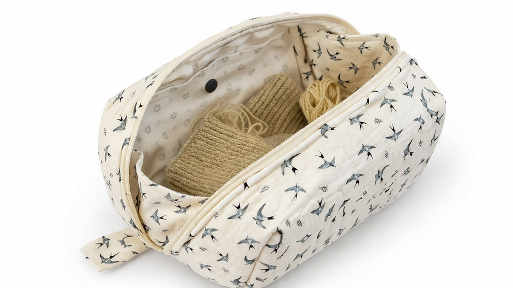 Zip Up Quilted Project Pouch - Birds - Small