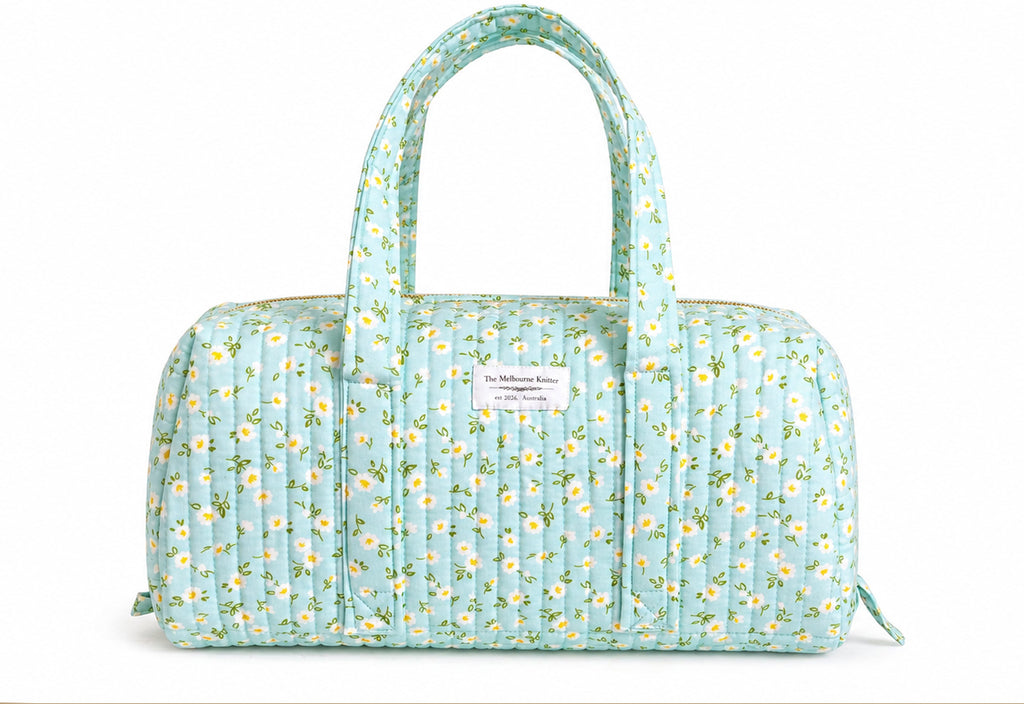 Zip Up Quilted Project Pouch with Handles - Spring Daisy - Large