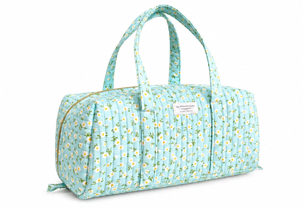 Zip Up Quilted Project Pouch with Handles - Spring Daisy - Large